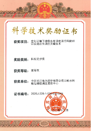 科學技術獎勵證書壹等獎